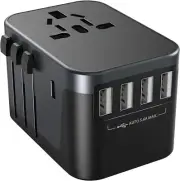 Universal Travel Adapter, Ortiny International Plug Adapter 4 USB A 1 USB C Port