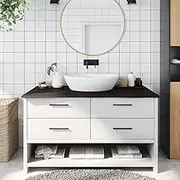 Bathroom Countertop Dark Brown 100x60x2 cm Treated Solid Wood Vanity Sink Top