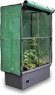 Greenlife Self-Watering Mobile Planter Box with Greenhouse & Netting