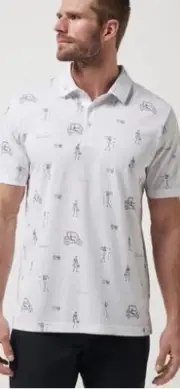 NWT Travis Mathew White Lost City Golf Perfect Polo Shirt Mens XL