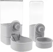 Rabbit Food Water Dispenser 520ml Rabbit Water Dispenser 1200ml Rabbit Food Dispenser Hanging Rabbit Water Bottle Dispenser Large Rabbit Feeder and Water Dispenser Set for Bunny Fulasun.(Style 1,grey)