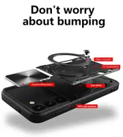 case For Samsung S23 Plus Slide Camera Lens Protection and Built in 360 Rotatable Ring Holder - Black