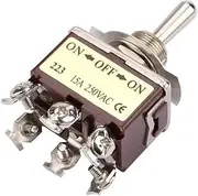 Toggle Switch 3 Position Momentary ON-Off-ON 6 Pin 12mm 15A 250VAC Industrial Control