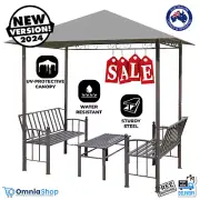 vidaXL Garden Pavilion with Table and Benches 2.5x1.5x2.4 m Anthracite