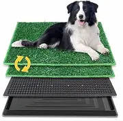 BRIAN & DANY Dog Toilet Puppy Pee Training Pad, with Two Artificial Grass Mats and Waste Tray for Indoor/Outdoor, 76cm x 51cm