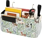 Bedside Organizer Caddy Storage Bag Dorm Bed for Bunk and Hospital Beds,Dorm Rooms Bed Rails Watercolor Baby Deer Owl Little Rabbits
