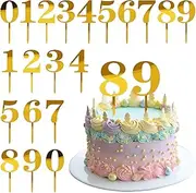 0-9 Number for Cake Topper, Aster 20 Pieces Gold Acrylic Shiny Cake Topper DIY Glitter Number Cupcake Decorations for Birthday, Party, Wedding, Anniversary, Bottle Service, Night Club