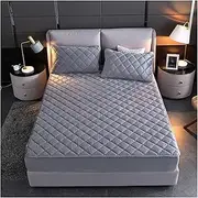 [BoNene] Queen Sheets Bedding Crystal Velvet Thick Quilted Mattress Cover Solid Color King Size Quilted Sheets Soft and Warm Double Bed Cover Queen Sheet Set (Color : Dark Gray, Size : 200x220CM)
