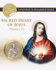 Sacred Heart Of Jesus Protect us -Round Shape Religious Magnetic Car Plaque