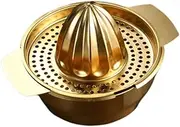gifthub Stainless Steel Multipurpose Lemon Squeezer,Manual Orange Squeezer with Strainer and Bowl,Easy to Use,Durable Fruit Juicer for Home Kitchen(Gold)