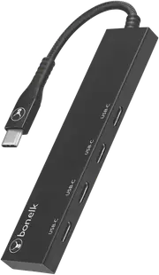 Bonelk Long-Life USB-C to 4 Port USB-C 3.0 Slim Hub (Black)