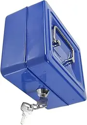 Large Metal Document Safe Memory Fireproof with 2 Keys for Home Office (Blue)