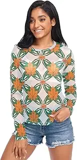[RPLIFE] Autumn Leaves Sheer Shirts, Printed Mesh Top S-XXL