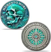 ACGZQY Memento Mori Coin - Novelty EDC Skull Token Medallions for Daily Stoic Practice