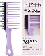 Tangle Teezer Wide Tooth Comb - Ideal for 3C-4C Curly Coily Hair - Long Teeth Detangle & Reduce Breakage - Two-Tiered Flexible Teeth Remove Shed Hair - Perfect for Brushing out Curls - Lilac & Black