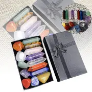 Natural Crystal Quartz 14Pc/set Reiki Healing Crystals Kit with Gift Box