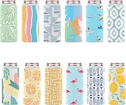Slim Can Cooler Sleeves (12-Pack) Soft Insulated Koolie for White Claw Seltzer & Slim Beer - HTV Blanks for Vinyl Projects - Skinny Bulk - Tall Coolies