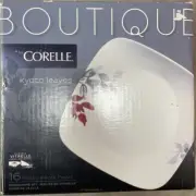 New Corelle Square Kyoto Leaves 16-Piece Dinnerware Set 1101078