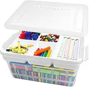 16l Plastic Storage Box,Double Storage Box,Portable Storage Container With Lids,Stackable Storage Case,for Organization Building Blocks,Crayon