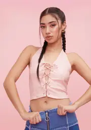 Arcade Made Lace Up Crop Tank