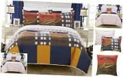 Champion 3 Piece Reversible Quilt Set Patchwork Print Athletic Youth Twin