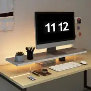 LA QUEENIE Monitor Stand Riser Wood & Acrylic Computer Monitor Stand with LED