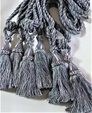 6 VINTAGE UNUSED GORGEOUS BLUE LAVENDER SILK TIE BACKS CORDS 6 TASSELS EX-COND