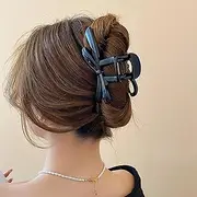 [TseenYi] Large Bow Hair Claw Clip Black Large Hair Clips Claw Bow Non Slip Clips Hair Clips Giant Acrylic Hair Claw Clip Statement Bun Hair Claw Clip Barrette