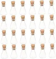 24Pcs Jars with Cork Stoppers Clear Decorative Glass Bottles for DIY Crafting Wishing Messages and Party Favors Handmade Pendant Charms for Romantic Atmospheres