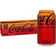 (12 Pack) Coca-Cola Zero Sugar Orange Cream Soda Coke Soft Drink, 12 Fl Oz
