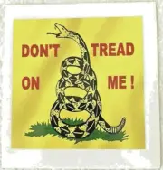 DON'T TREAD ON ME 3" x 3" square vinyl decal.