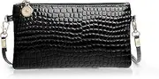 [AfitLulu] Ladies Purse Wristlet Clutch Wallet with Detachable Shoulder Strap, Small Crossbody Phone Bag Women Wallets Crocodile Texture Phone Clutch Purse for Keys Phones Coin