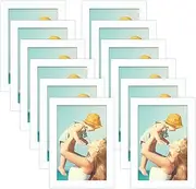 RLAVBL 6x4 Picture Frames Set of 12, White Magnetic Photo Frames 4x6 with Self Adhesive Backing for Window, Tile Wall, Fridge, and Door