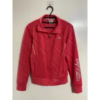 在飛比找蝦皮購物優惠-元元屋Adidas 愛迪達粉紅色條紋運動外套L號