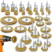 32 Pack Brass Wire Wheel Cup Brush Drill Attachments, 1/4 Inch Drill Shank