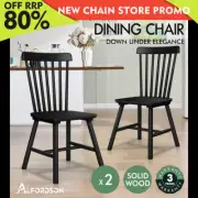 ALFORDSON 2x Dining Chairs Kitchen Lounge Cafe Retro Solid Wood Modern Black