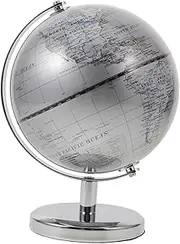 Angoily Globe Ornament Learning Earth Desktop World Early Learning Globe Office Educational Classroom Rotating Desk School Adults Geography for Desktop Crystal Ball Silver Silk Screen
