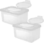 IWOWHERO 2pcs Reusable Wipes Dispenser Durable Wipe Holder with Lid Ergonomic Design for Home and Nursery for Tissue Storage