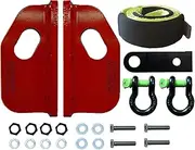 5T Recovery Tow Points Kit Red + 5T Recovery Hitch Receiver + 2 x D Ring Bow Shackle 4.75T + 10T Tree Trunk Protector for Toyota Landcruiser 200 Series