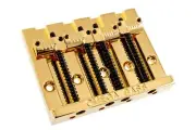 NEW - Omega Badass Style 4-String Bass Bridge, Grooved Saddles, 2-1/4" - GOLD