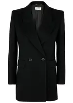 Saint Laurent Double-breasted Wool Blazer - Black - 12 12