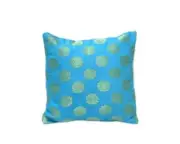 Decorative Handmade Saree Silk Cushion Cover | Golden Weave Motifs- 12" x 12"