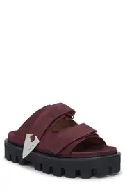 McQueen Arrow Pin Leather Slide Sandal in Wine/Silver at Nordstrom, Size 7Us
