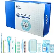 NAGY Braces Cleaning Kit with Orthodontic Toothbrush, Interdental Brushes Between Teeth, Dental Floss, Floss Threaders, Ortho Wax, Braces Accessories for Teeth