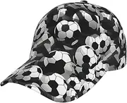 [YANYU] Black and White Soccer Ball Pattern Print Adjustable Snapback Hat Baseball Cap Comfortable and Stylish for Men and Women, Black, One Size