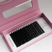 LIORE LASH Easy Fan Cashmere Volume Eyelash Extensions C D L M Curl, 3D Premade, 0.07-0.10, Super Matte Black Individual Lashes Extension Mix Tray 7-15mm (D Curl 0.10)