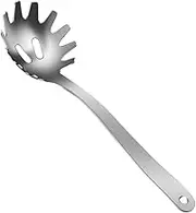 Hoement Efficient Pasta Strainer Noodle Scoop Stainless Steel Pasta Server Fork-Teeth Spoon Serving Tool Easy to Maintain