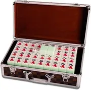 Mah Jong Mahjong Tiles, Jade Color Mahjong Tiles Household Hand Mahjong Tiles Dinner Games Mahjong Tiles 144 Sheets, with Aluminum Box (Color : Emerald Color, Size : 40#)