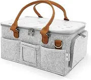 HOME FOR EACH - Portable Diaper Caddy Storage Bag with Roll Lid and Removable Dividers, Caddy Organizer for Nursery, Changing Table, Car and More, Travel-Friendly Baby Caddy for Infant Essentials