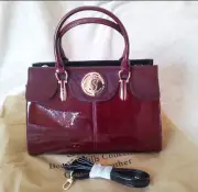 Serenade - Dark Cherry Patent Leather with Soft Leather Trim Handbag